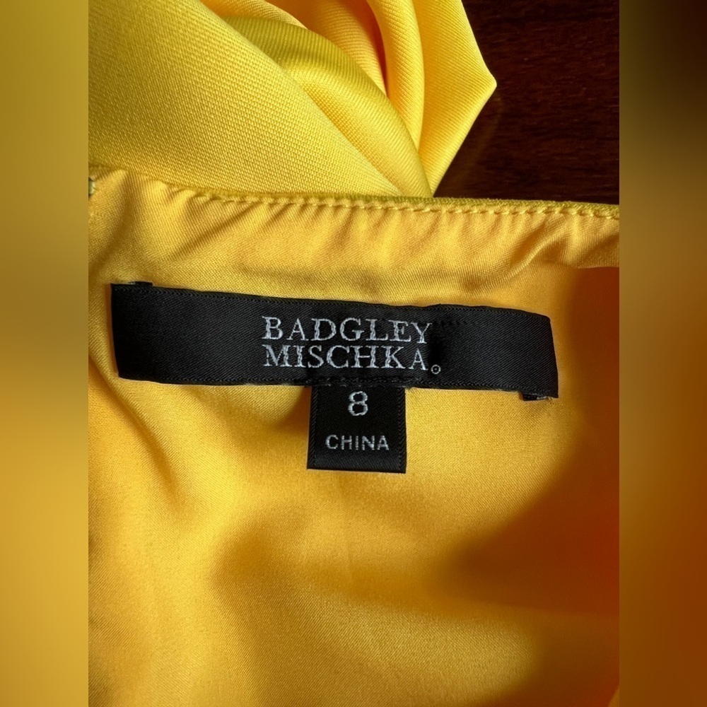 BADGLEY MISCHKA. Ruffle Shoulder Sleeveless Cocktail Dress size 8 - Picture 11 of 15